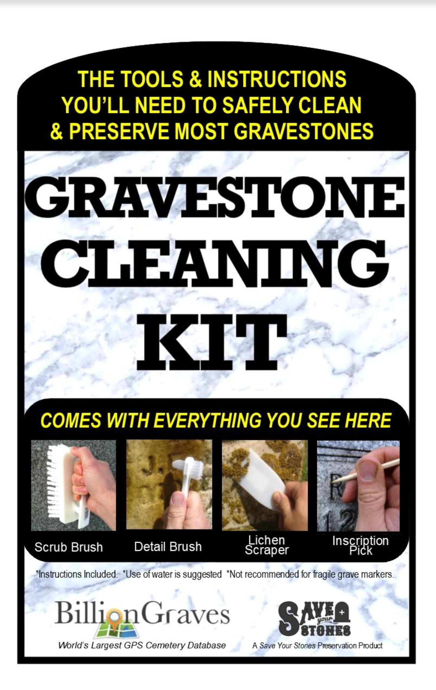 Gravestone Cleaning Kit - Small - BillionGraves Blog