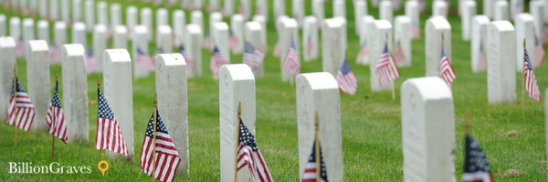 American flags at cemetery
